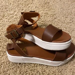 Girls Brown Leather MIA Sandals